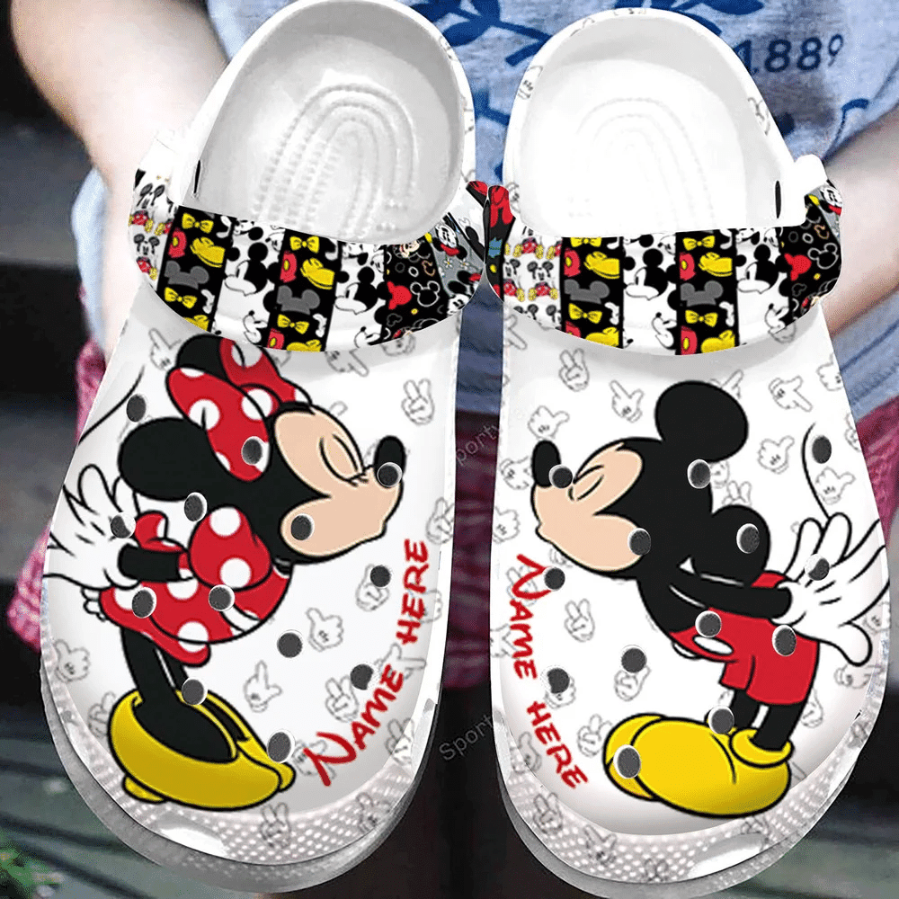 Custom Name Mickey Minnie Love Couple Clogs Crocs Shoes