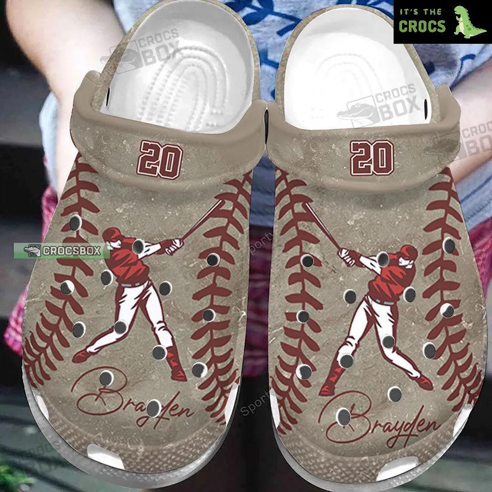 Custom Name Number Vintage Baseball Player Crocs