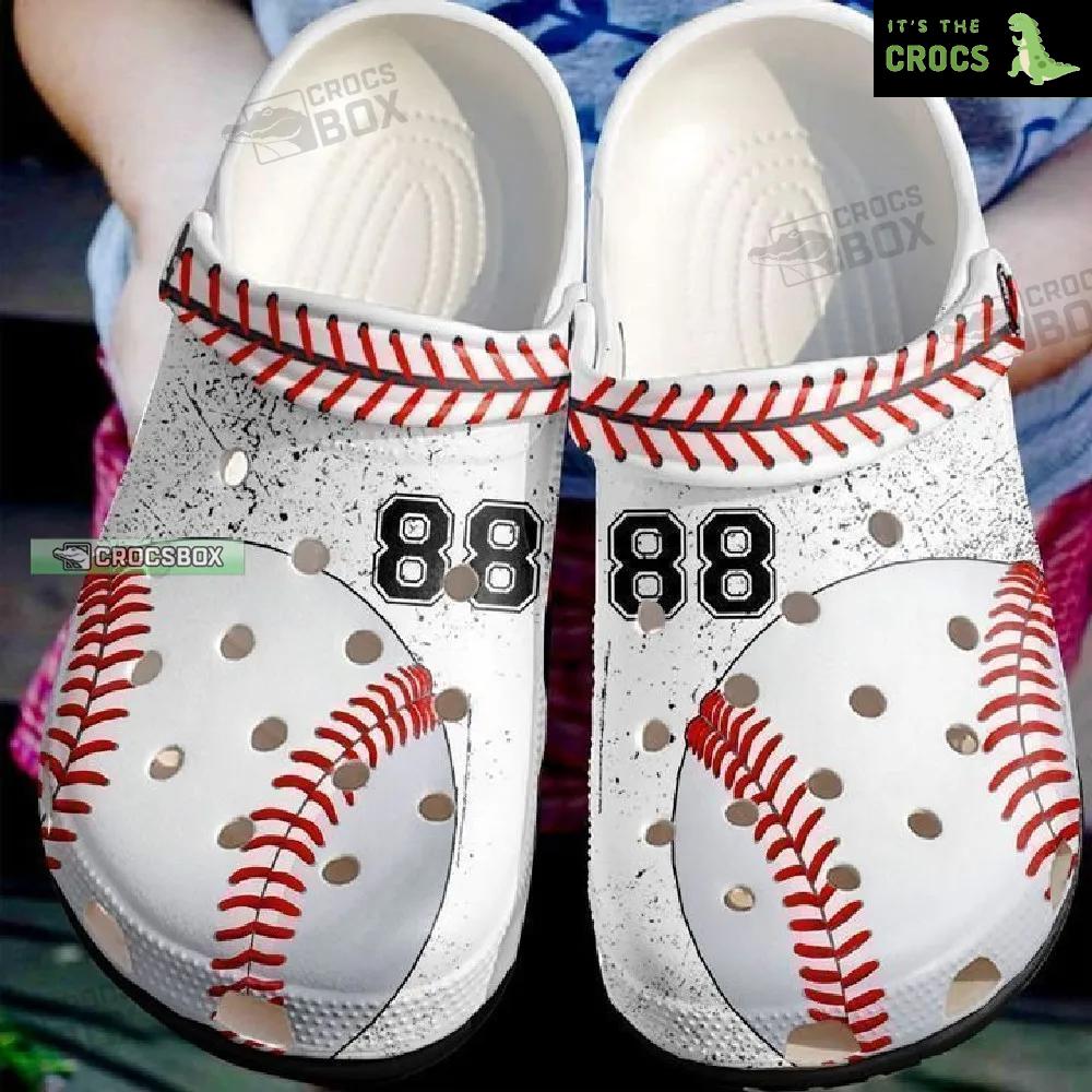 Custom Number Simple White Baseball Crocs