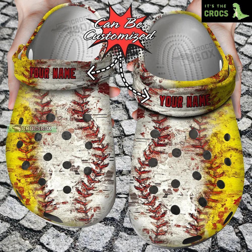 Custom Personalized Baseball Softball Pattern Crocs