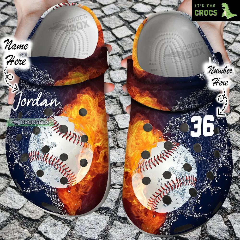 Custom Personalized Fire And Water Baseball Crocs