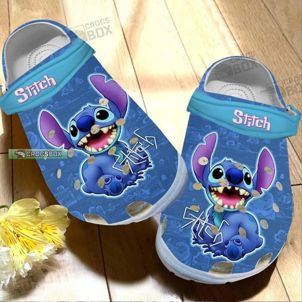 Custom Stitch Blue Pattern Crocs Gifts For Stitch Fans