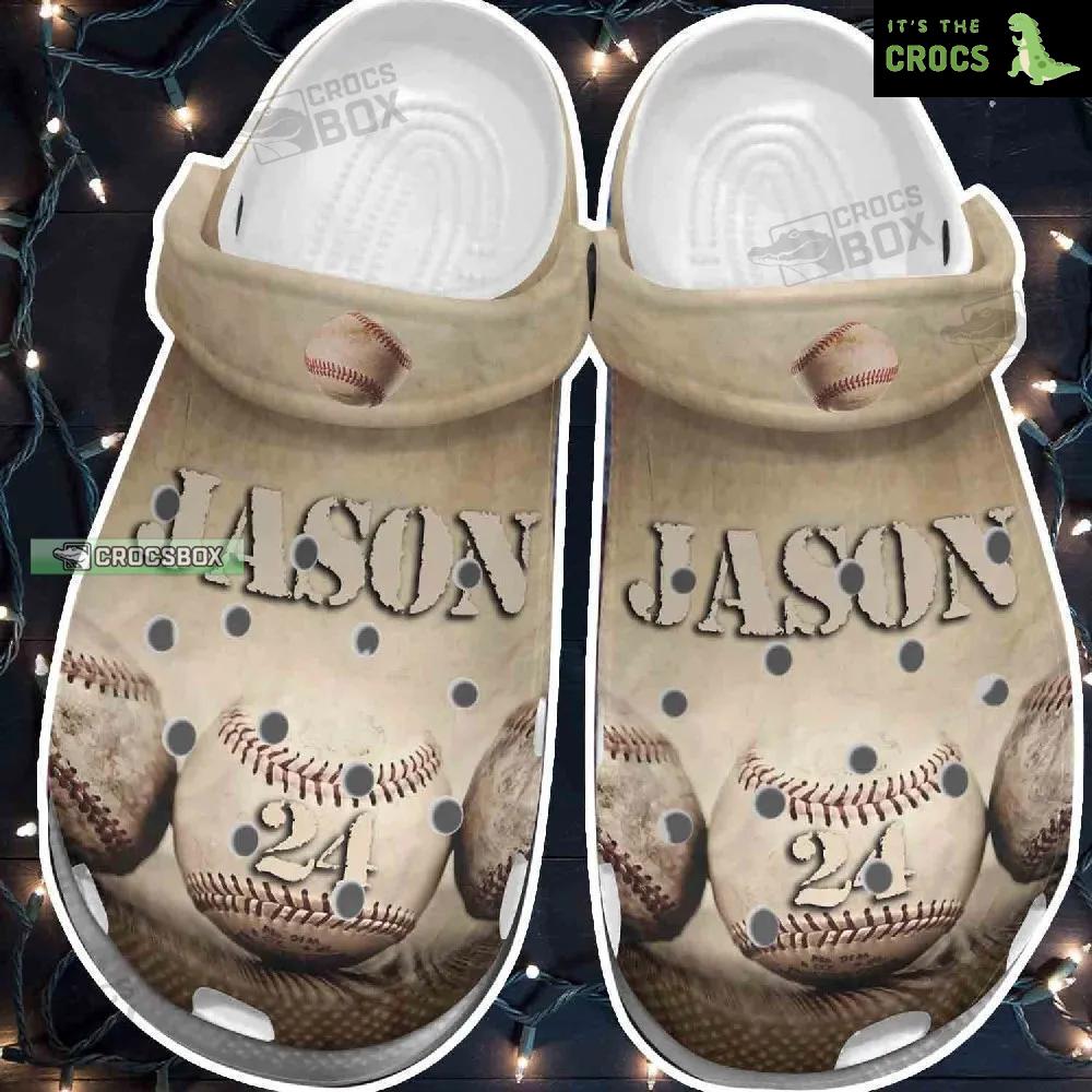 Customize Name Number Crocs – Baseball Ball Crocs For Men Women