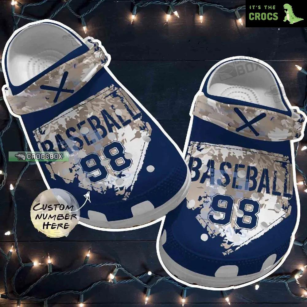 Customize Number Player Baseball Crocs – Camo Navy Color Crocs For