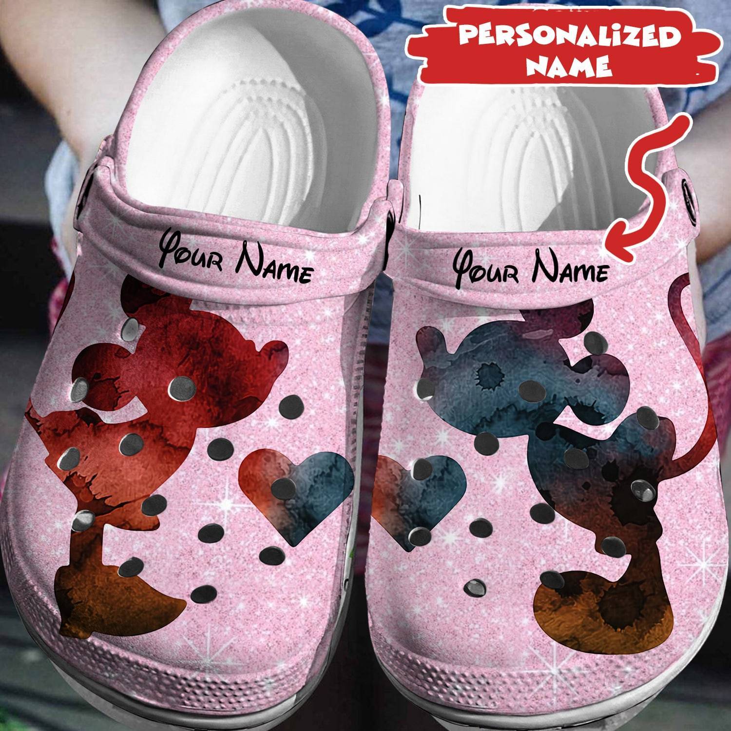 Customized Disney Adventure: Personalized Mickey Minnie Crocs 3D Clog Shoes