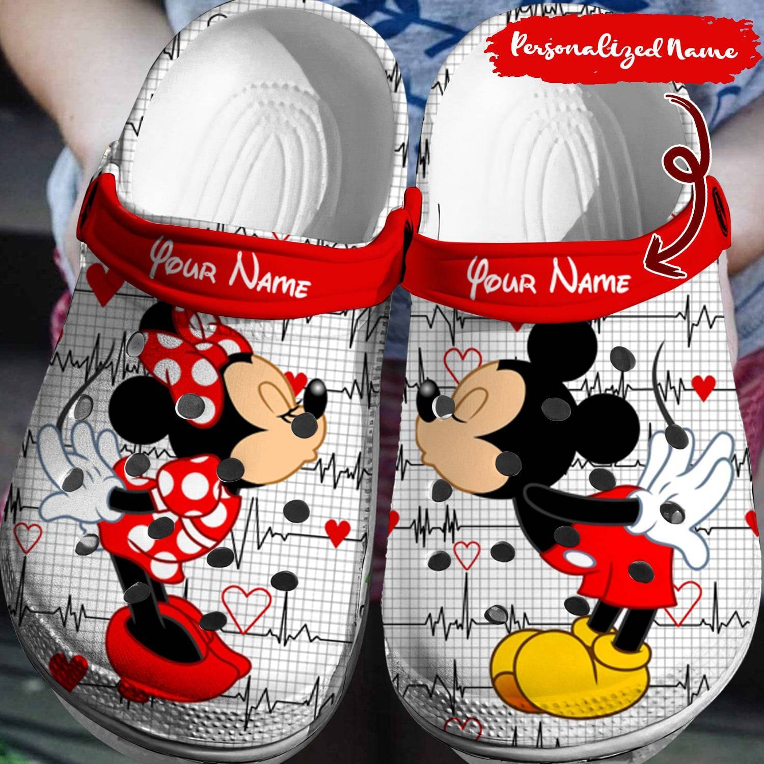 Customized Disney Magic: Personalized Mickey Minnie Crocs 3D Clog Shoes