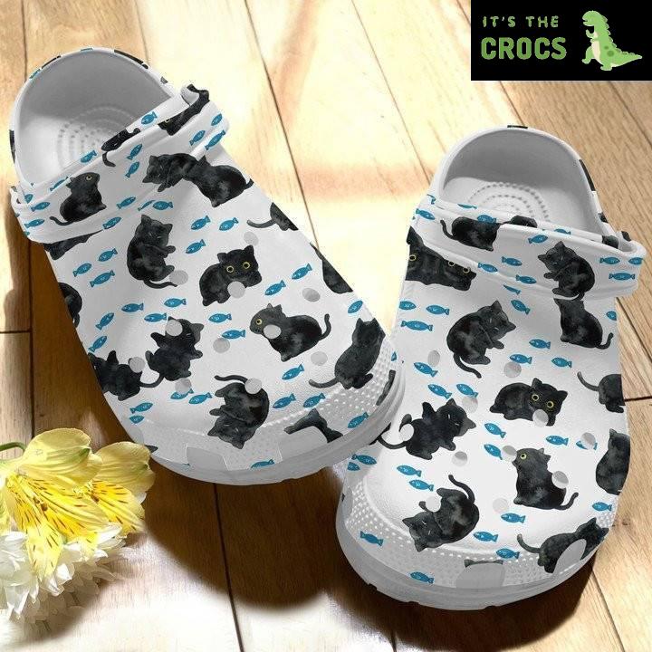 Cute Black Cats Water Color Shoes Cute Animal Crocs Crocbland Clog