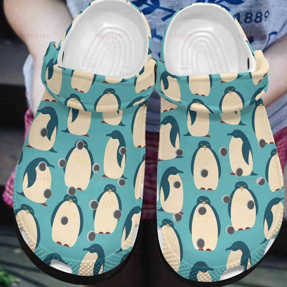 Cute Green Penguin Blue Gift For Lover Rubber clog Crocs Shoes