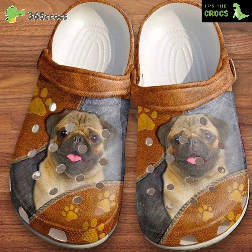 Cute Pugpug Dog Leather Clog Pug Lover Gift For Dog Lover Crocs Clog Shoes