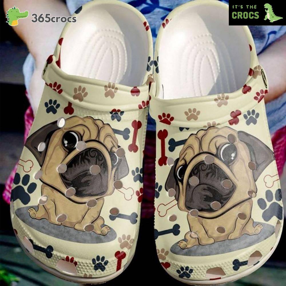 Cute Pugs Pug Bones Pug Pawpug Dog Lovers Gift Crocs Clog Shoes