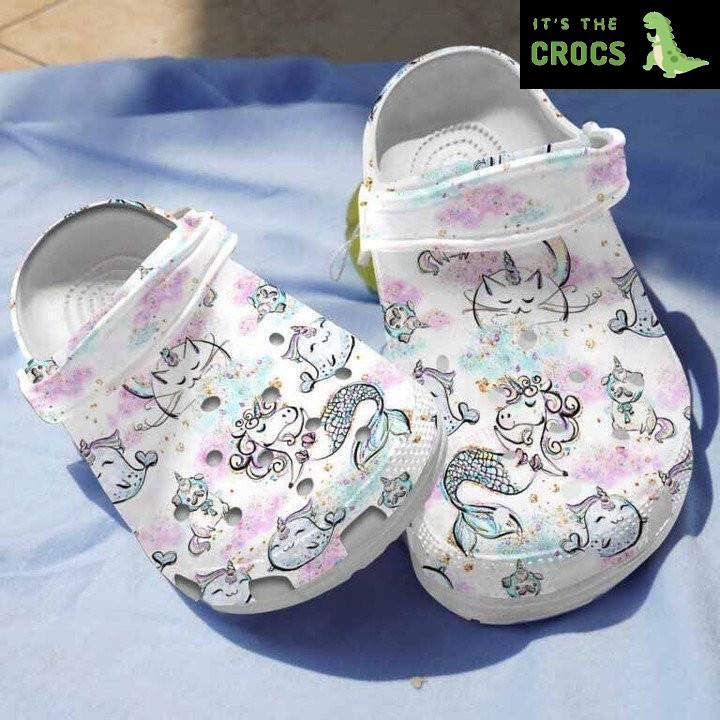 Cute Unicorn In Mermaid Clogs Crocs Shoes