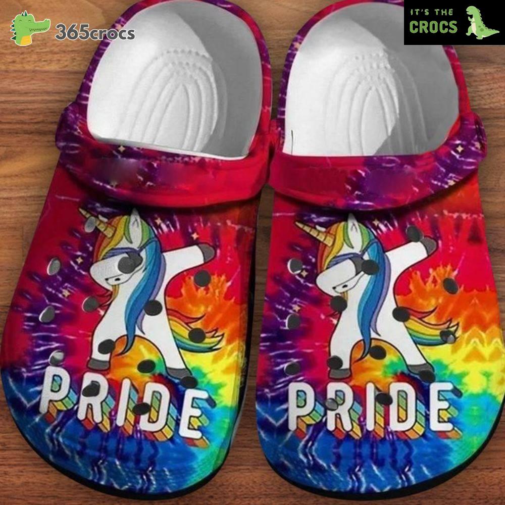 Dabbing Unicorn Tie Dye Pattern Happy Pride Month For Lgbt Community Crocs Clog Shoes