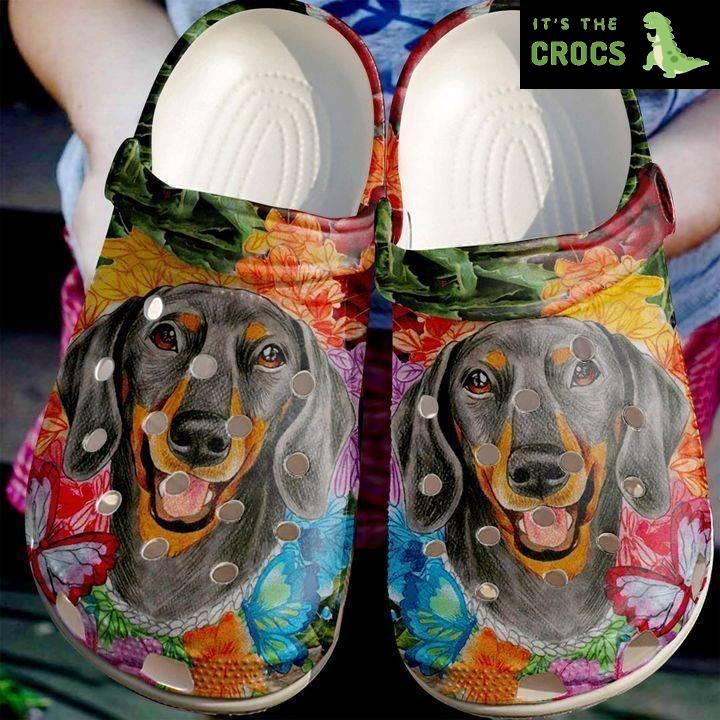 Dachshund Butterfly And Crocs Classic Clogs Shoes
