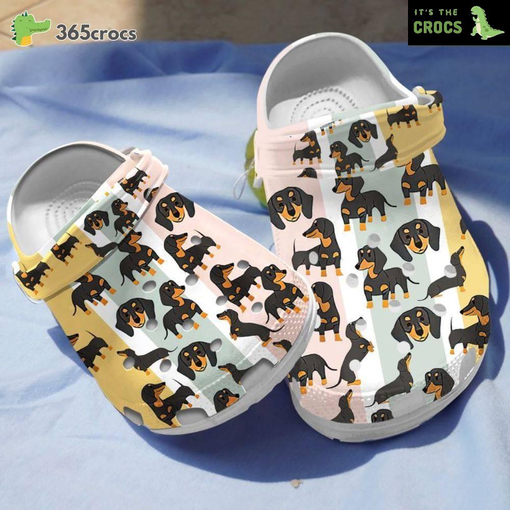 Dachshund Cartoons Adorable Design Anti-Slip Best Choice For Summer Crocs Clog Shoes