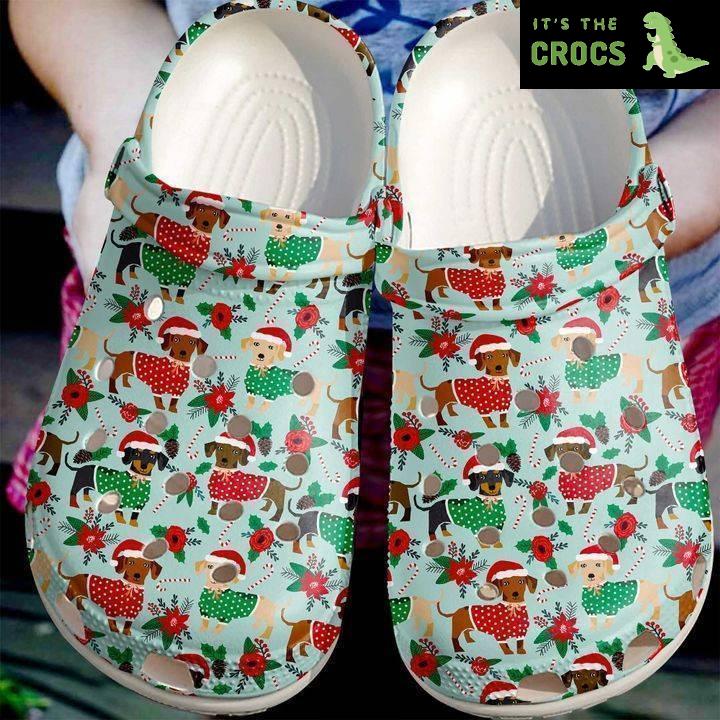 Dachshund Christmas Pattern Crocband Clog Crocs Shoes For Men Women