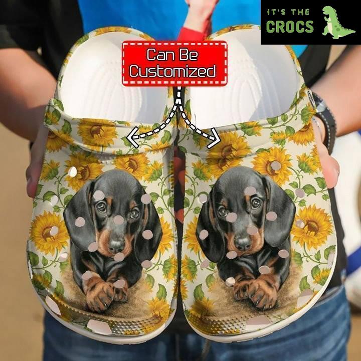 Dachshund Cute Sunflower clog Crocs Shoes Dog