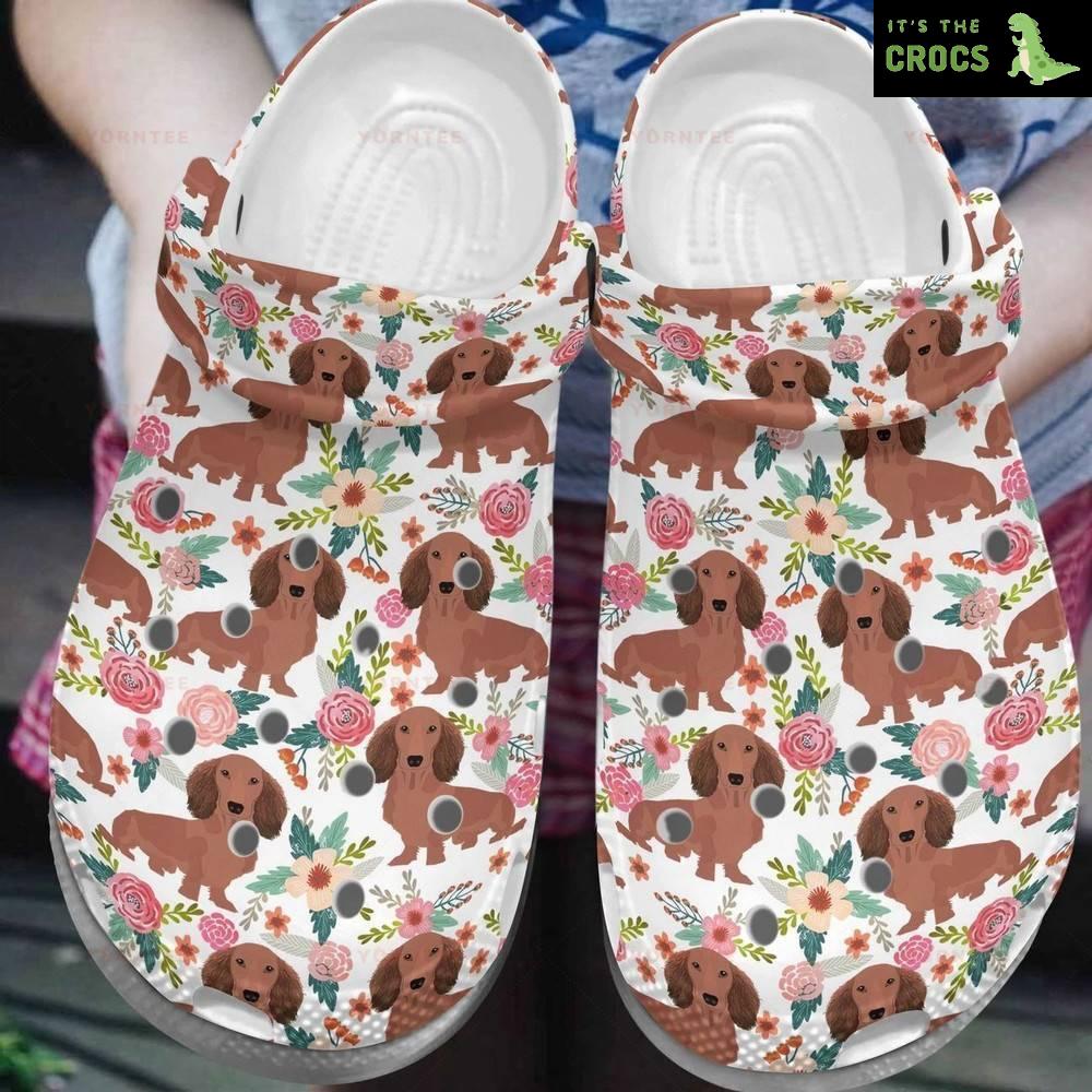 Dachshund Dog Pattern 5 Gift For Lover Rubber clog Crocs Shoes