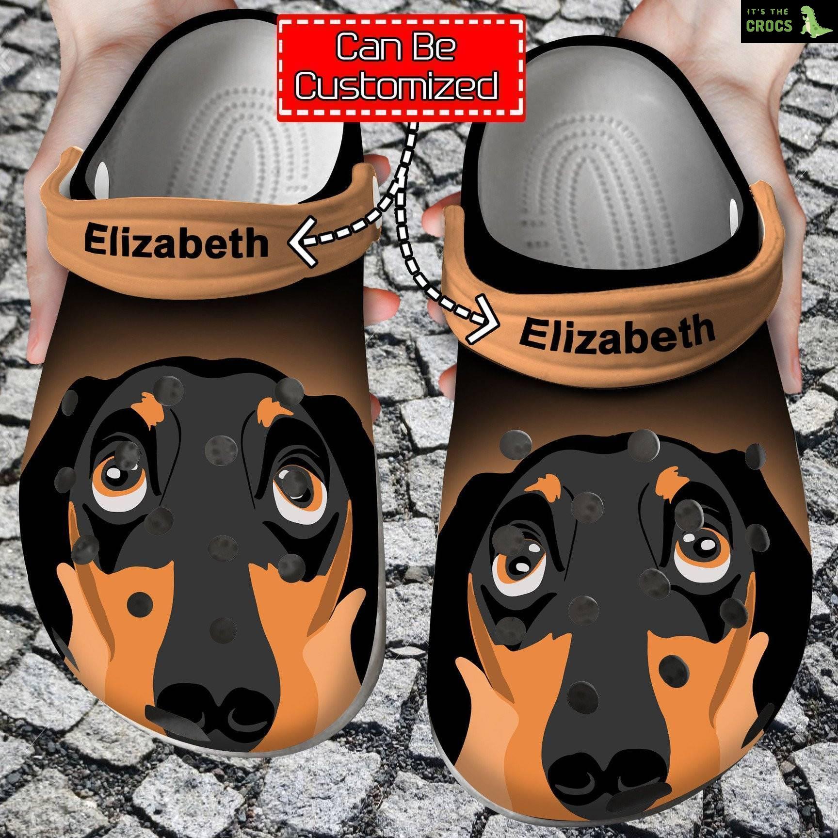 Dachshund Face Print Personalized Clogs Crocs Shoes With Your Name Dog