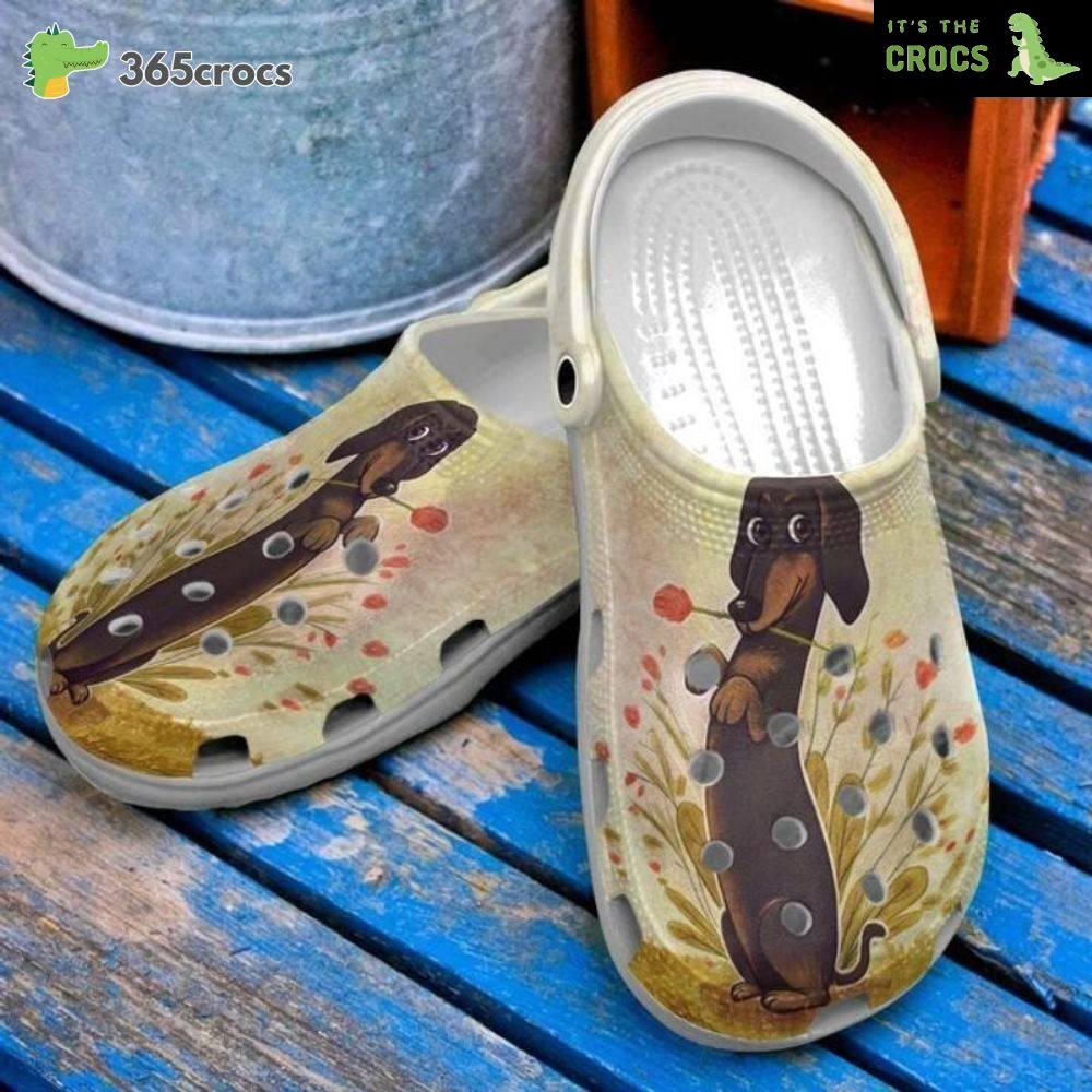 Dachshund Floral Croc Crocband Clog Comfortable For Mens Womens Dog Mom Crocs Clog Shoes