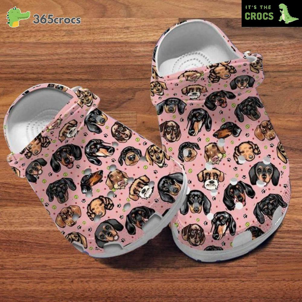 Dachshund Head Pattern Classic Clog, Dachshund Dogs, Gift For Parents Crocs Clog Shoes