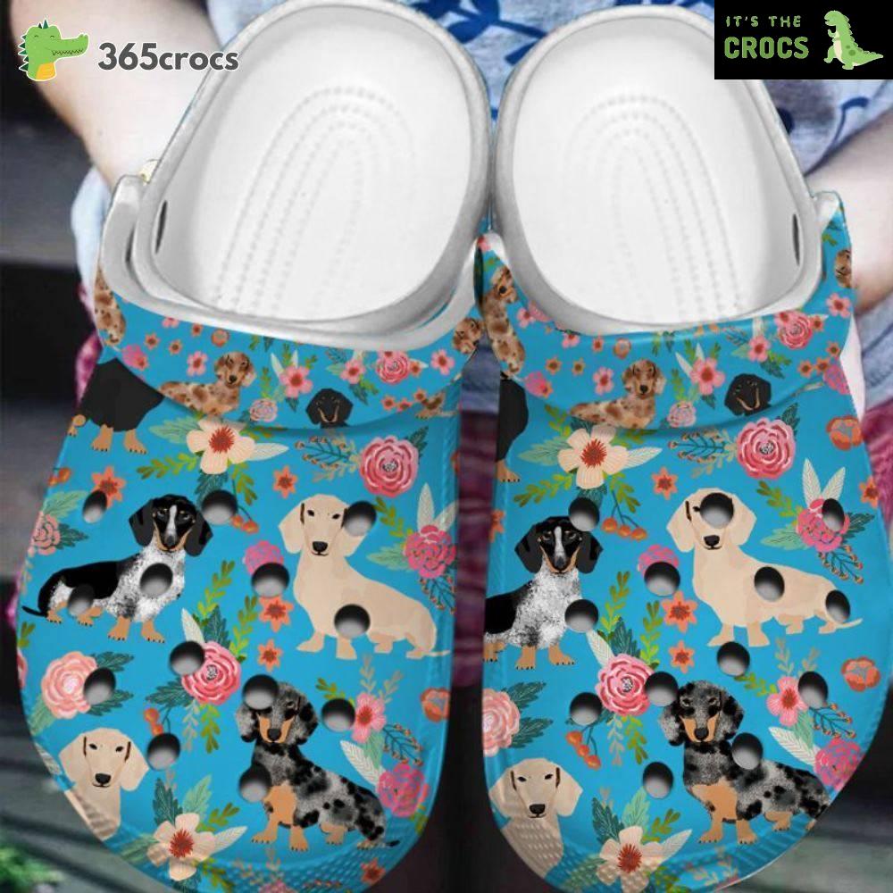 Dachshund Is A Piece Of My Life Florals Pretty Design Best Gift For Dog Lover Crocs Clog Shoes