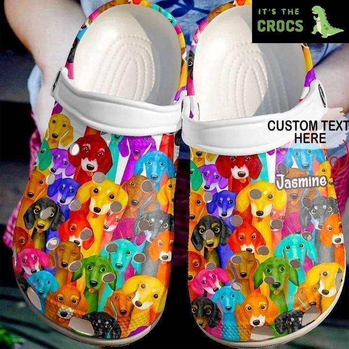 Dachshund Personalized Colorful Pattern Classic Clogs Crocs Shoes