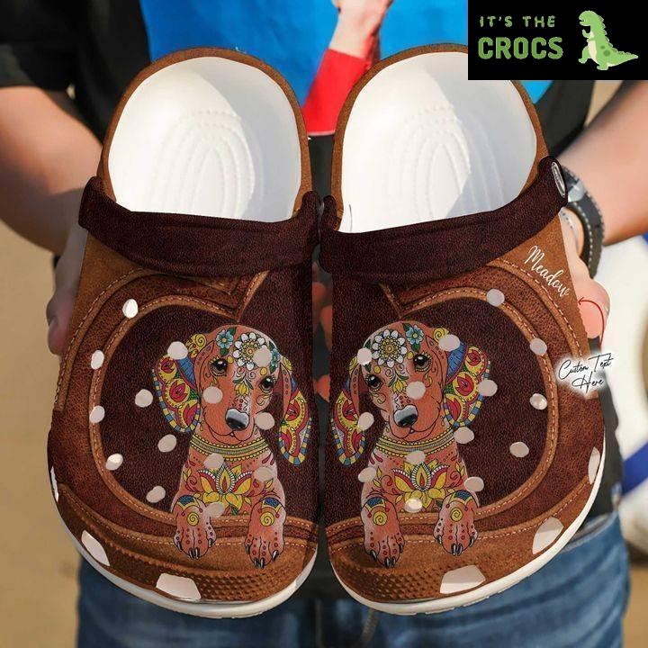 Dachshund Personalized Cute Floral V2 Classic Clogs Crocs Shoes