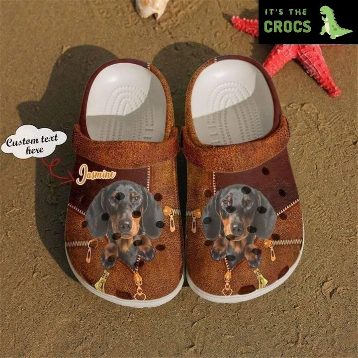 Dachshund Personalized Zipper Classic Clogs Crocs Shoes