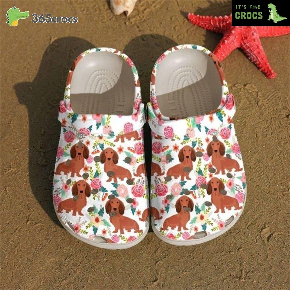 Dachshund Puppies Flowers Happy Women’s Day For Dachshund Mom Crocs Clog Shoes