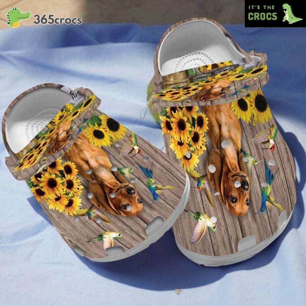 Dachshund Sunflowers Vase You Are Sunshine Hummingbirds For Dachshund Lovers Crocs Clog Shoes