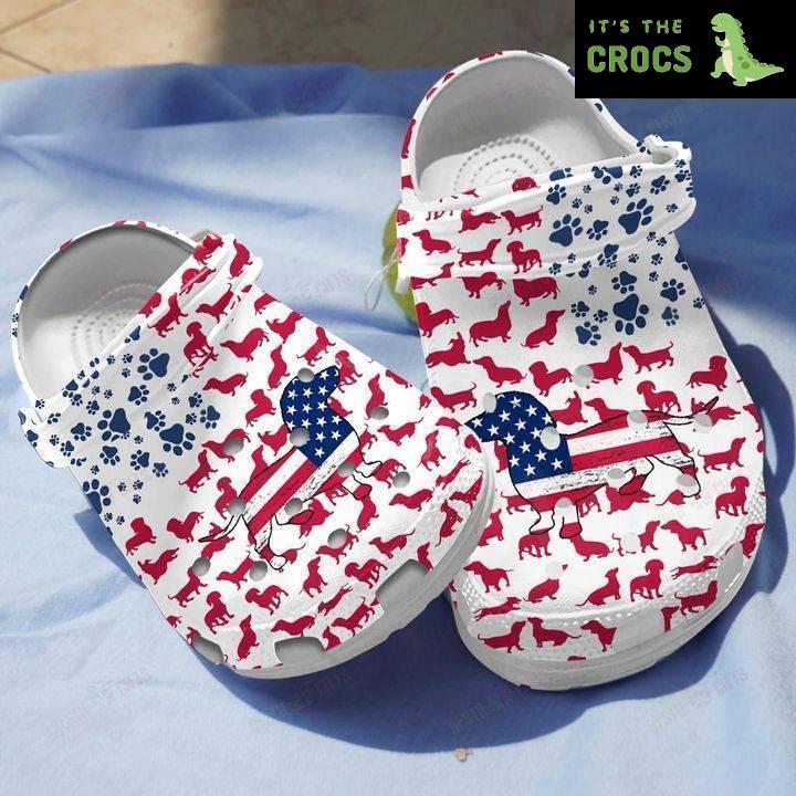 Dachshunds American Flag Crocs Classic Clogs Shoes