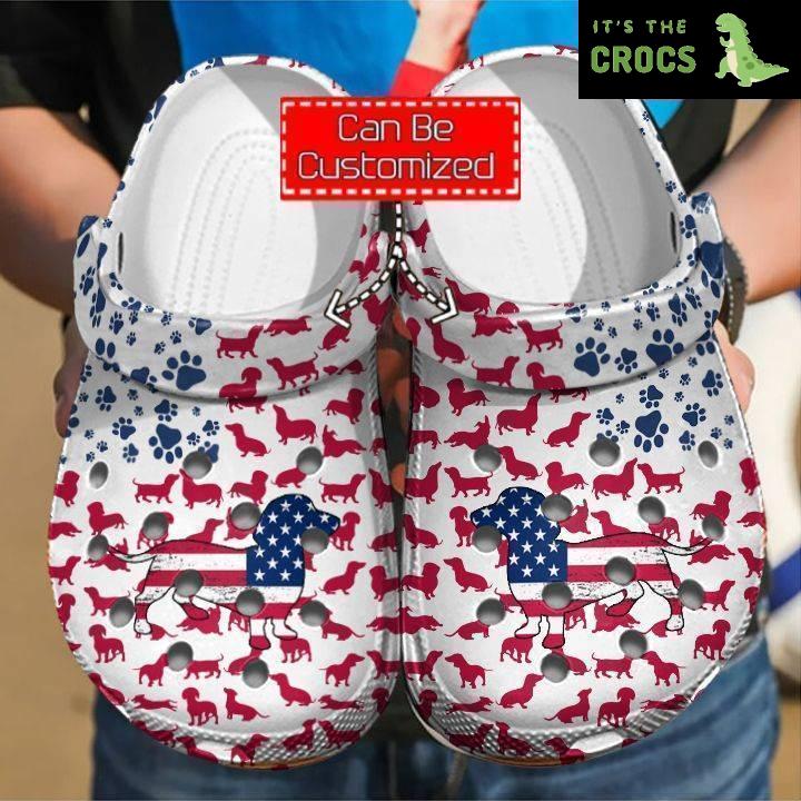 Dachshunds American Flag Crocs Clog Shoes Animal Print Crocs