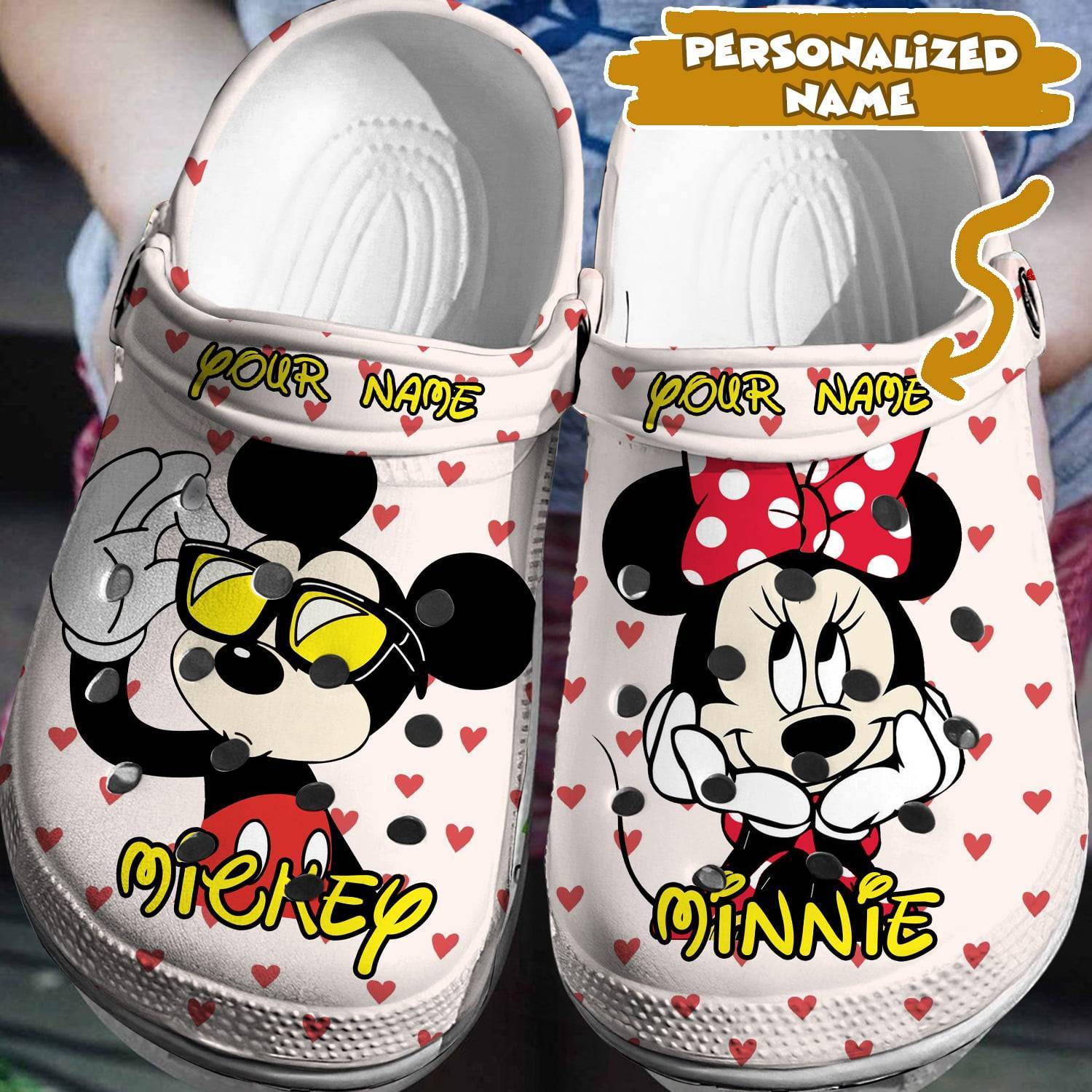 Designed for Disney Enthusiasts: Personalized Mickey Minnie Crocs 3D Clog Shoes