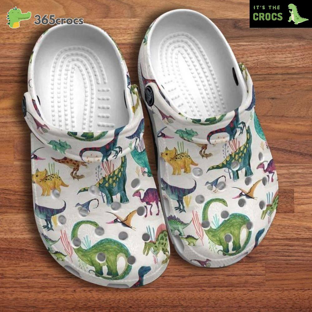 Dinosaur Cartoon Artgift For Dinosaur Lover Dinosaur Crocs Clog Shoes