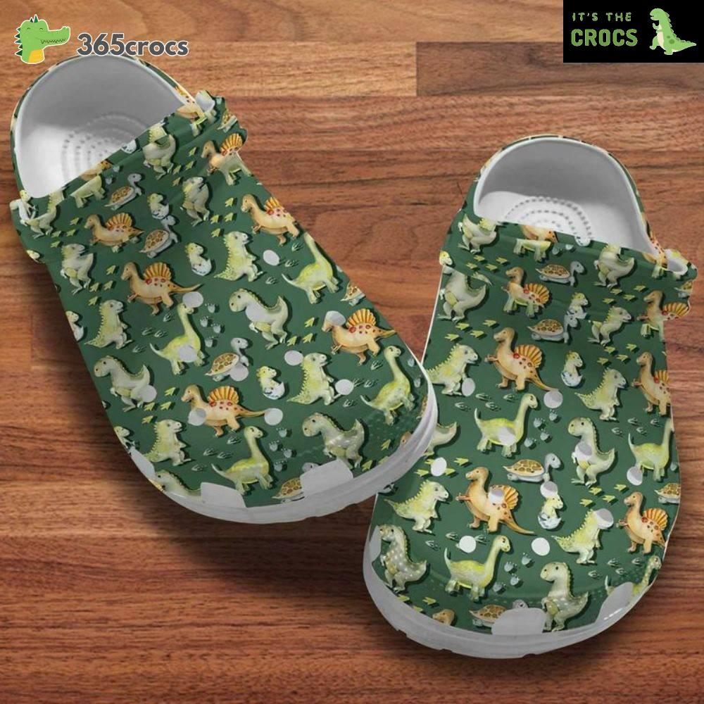 Dinosaur Patterns, T-Rex Pattern Band Clog, Gift For Brothers Crocs Clog Shoes