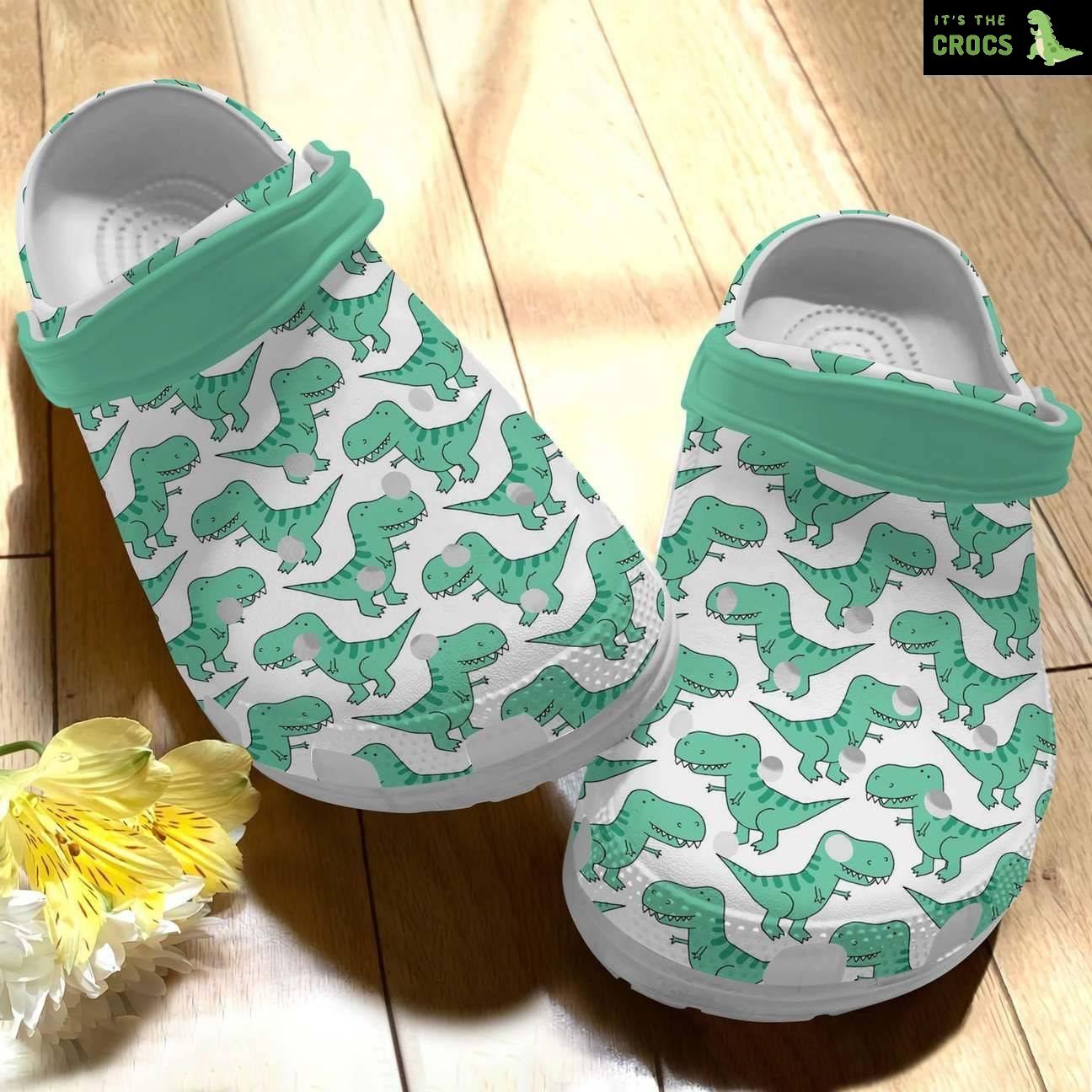 Dinosaur Personalize Clog Custom Crocs Fashionstyle Comfortable For Women Men Kid Print 3D Green T Rex