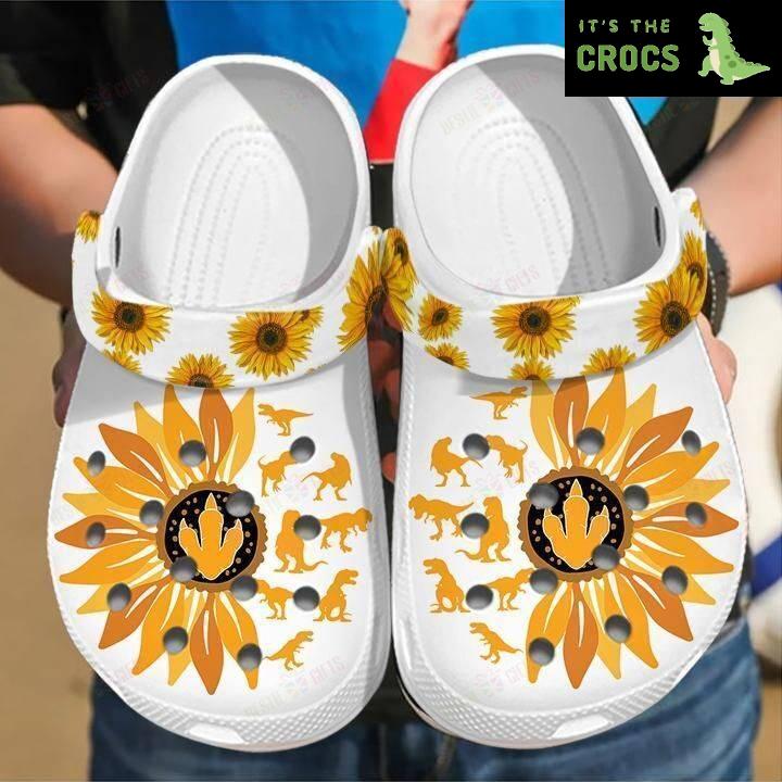 Dinosaurs Sunflower Crocs Classic Clogs Shoes