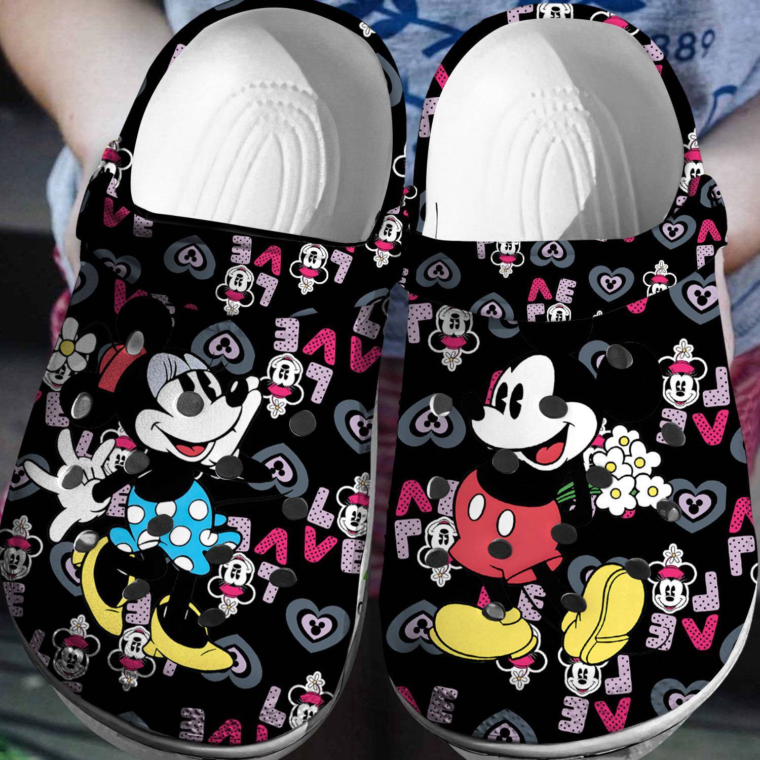 Disney Duo Delight: Mickey Minnie Crocs 3D Clog Shoes