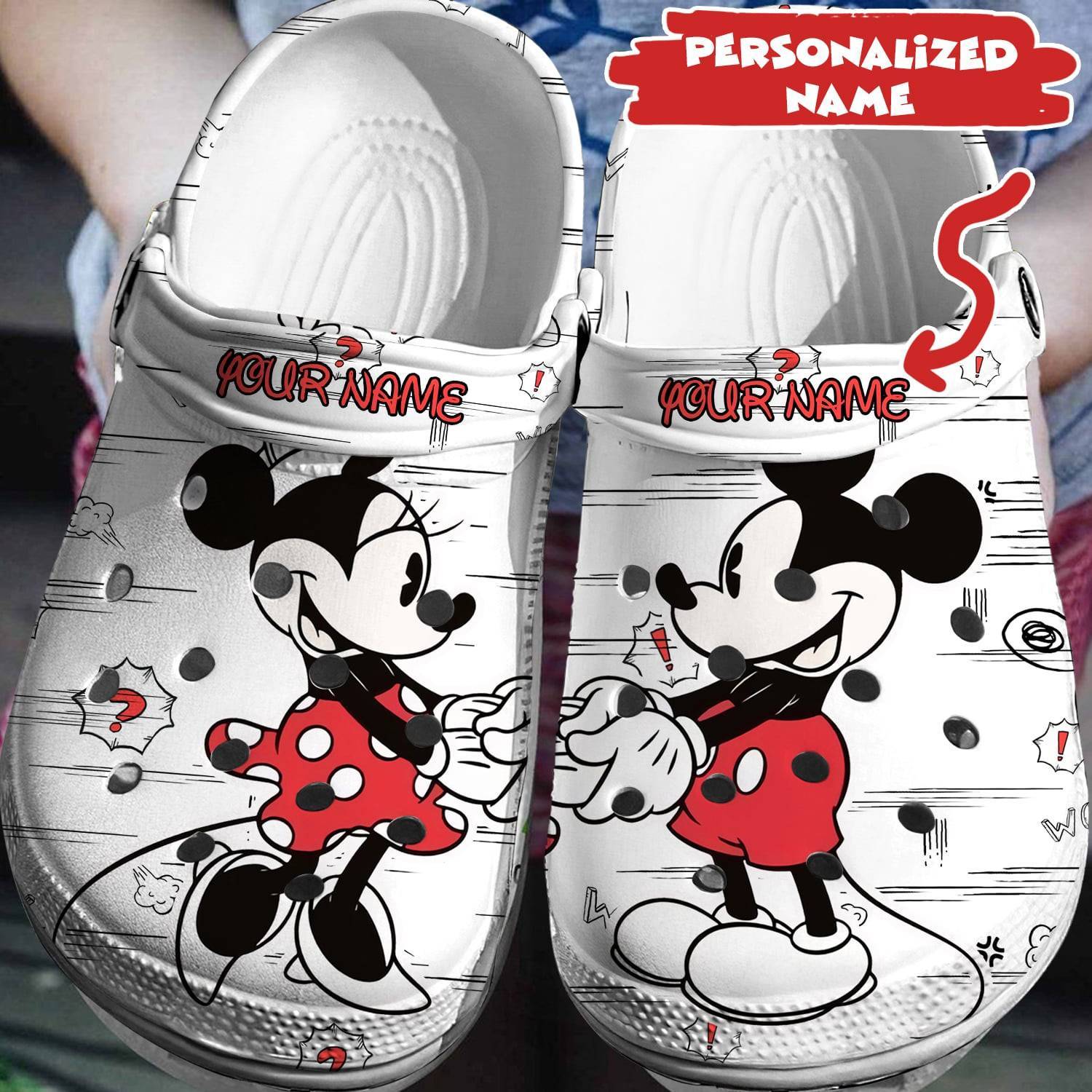 Disney Fantasies Made Real: Personalized Mickey Minnie Crocs 3D Clog Shoes