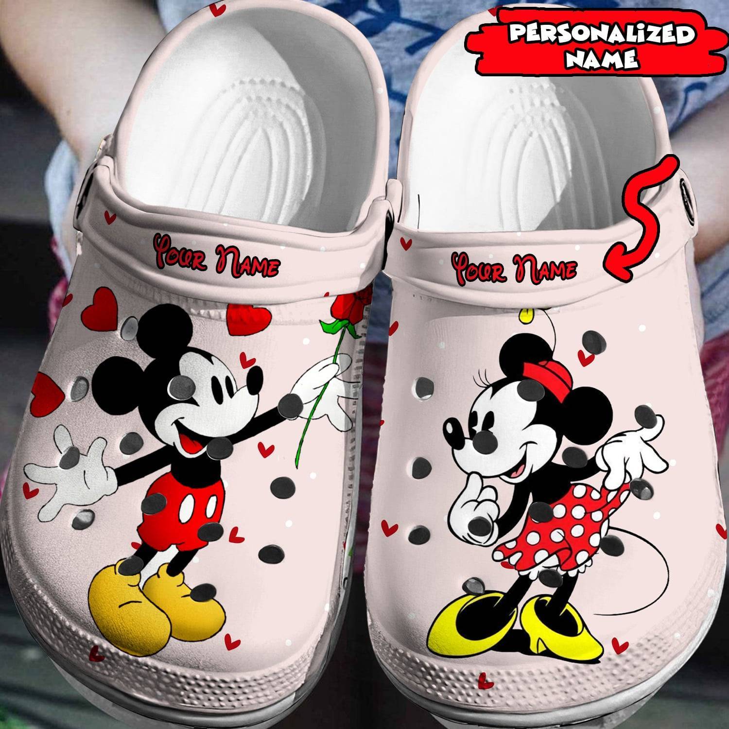 Disney Magic at Your Feet: Personalized Mickey Minnie Crocs 3D Clog Shoes