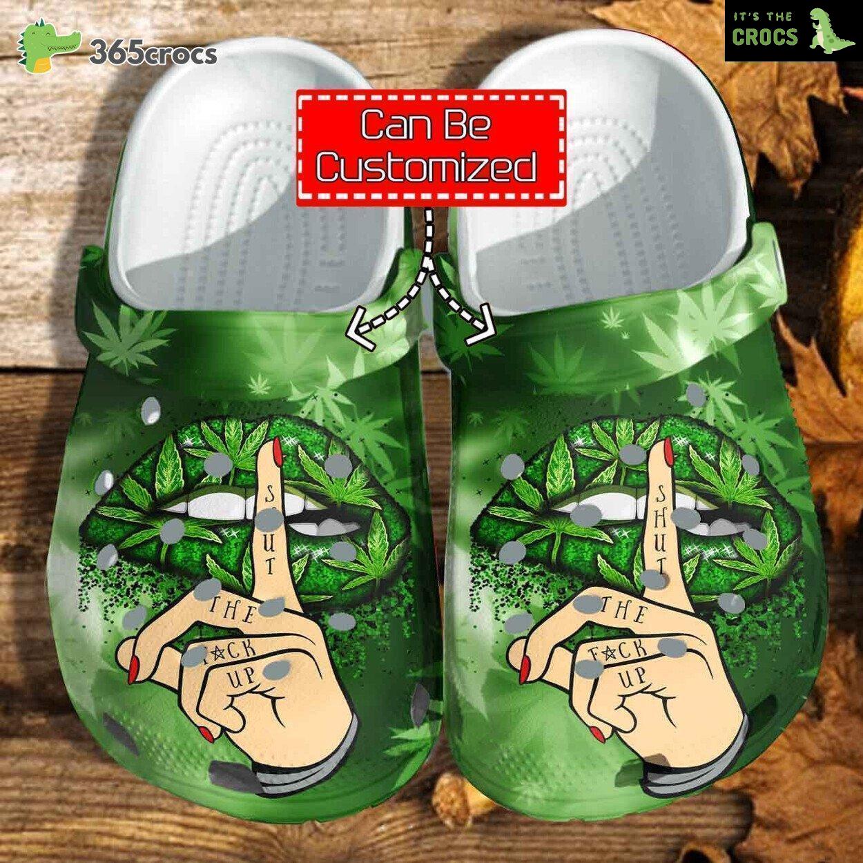 Dive into Artistic Expression Weed Lip Custom Designed Comfort Clog Shoes