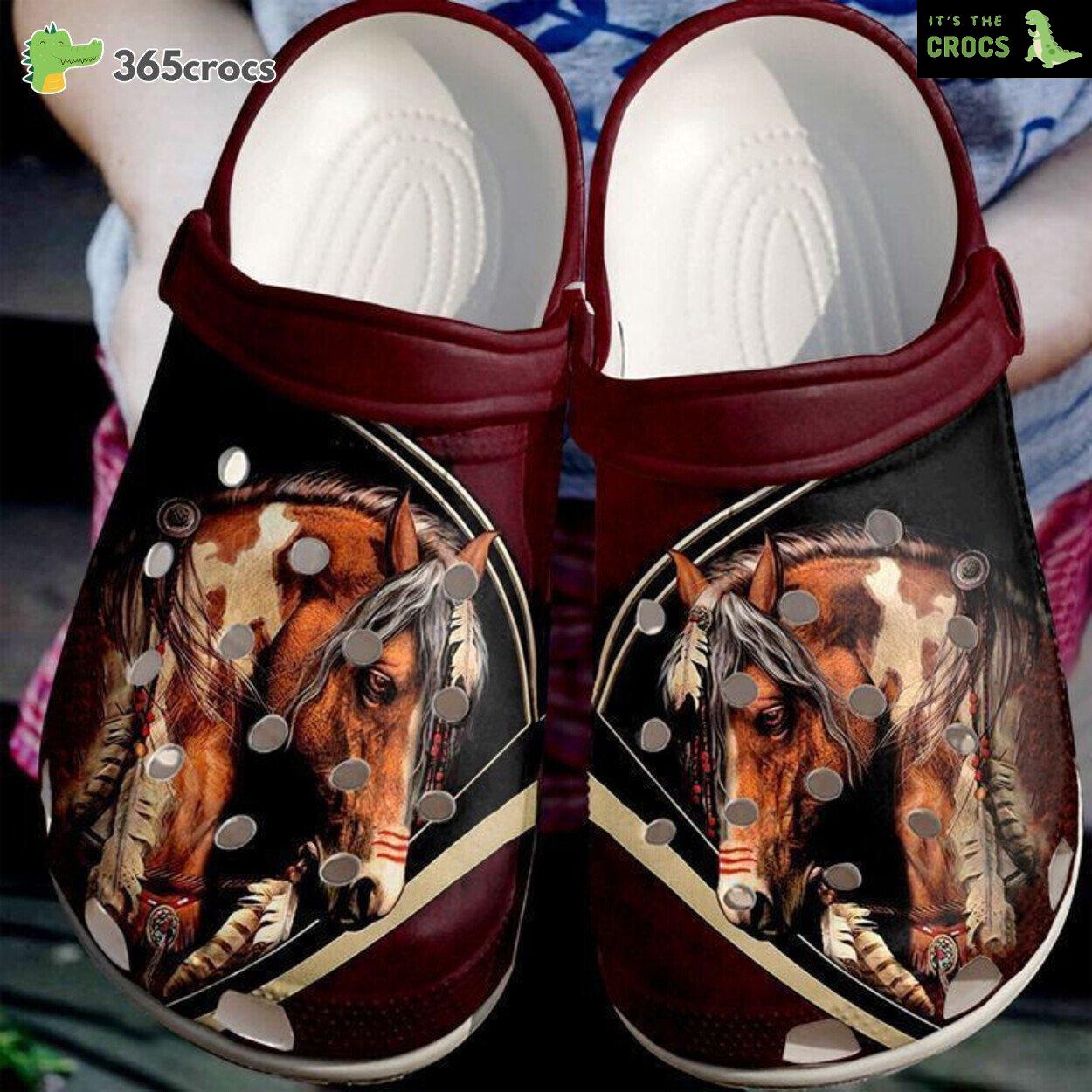 Dive into Equestrian Love Native Inspired Horse Theme Classic Comfort Clogs