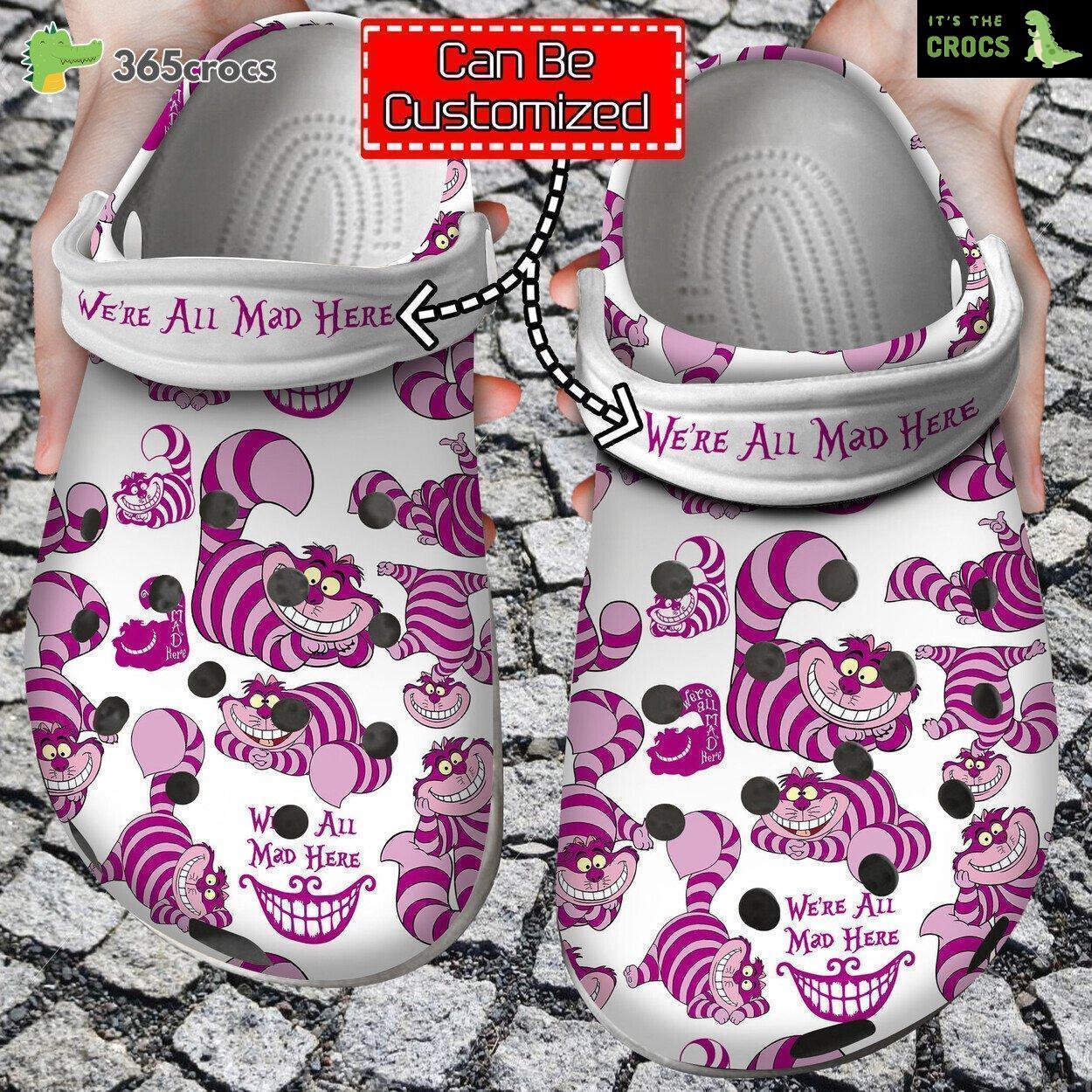 Dive into Fantasy Whimsical Cheshire Cat Inspired Personalized Clog Shoes