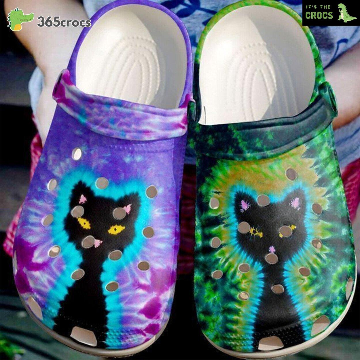 Dive into Feline Beauty Timeless Black Colors Themed Cat Classic Clog Footwear