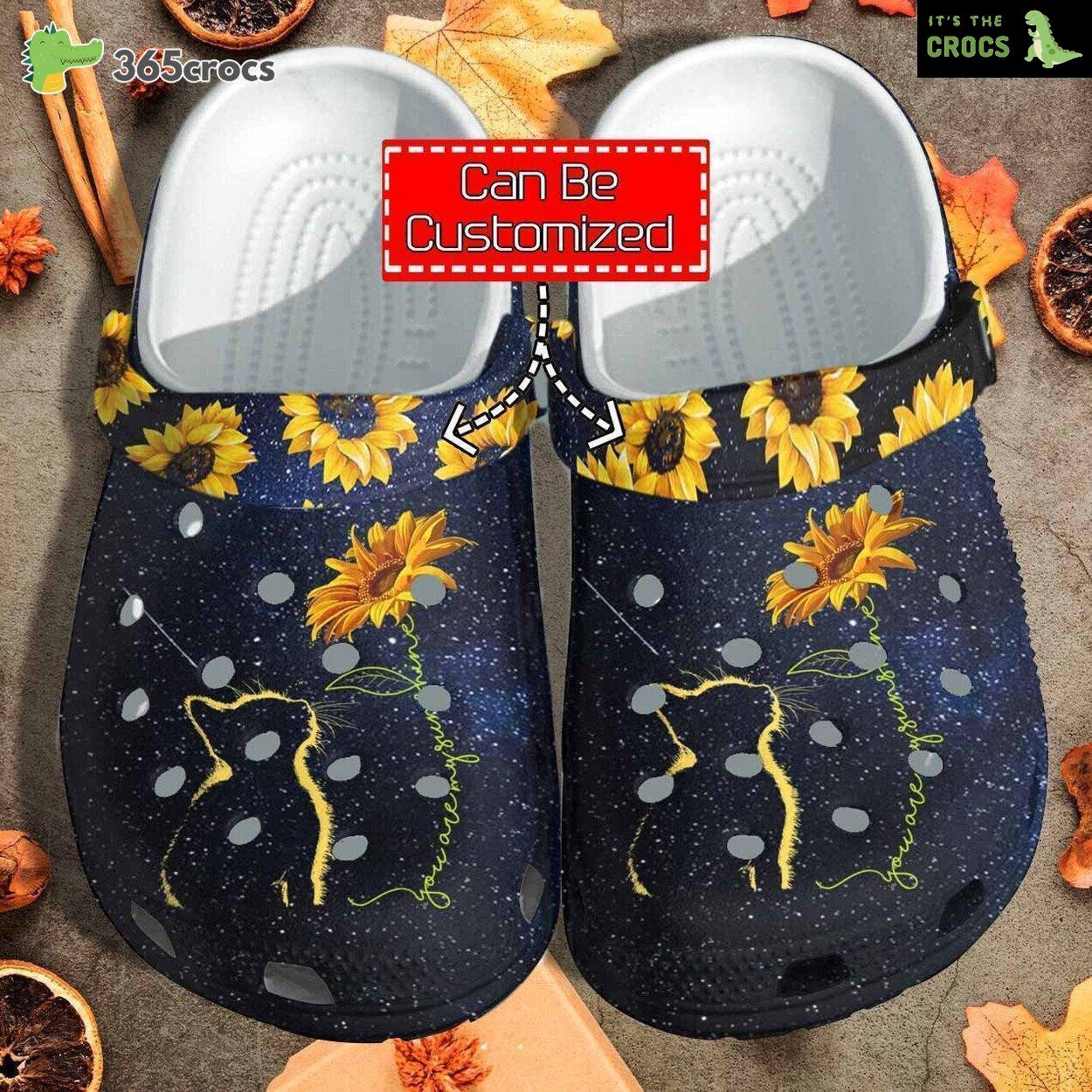 Dive into Feline Sunflower Inspired Cat Custom Comfort Clog Shoes