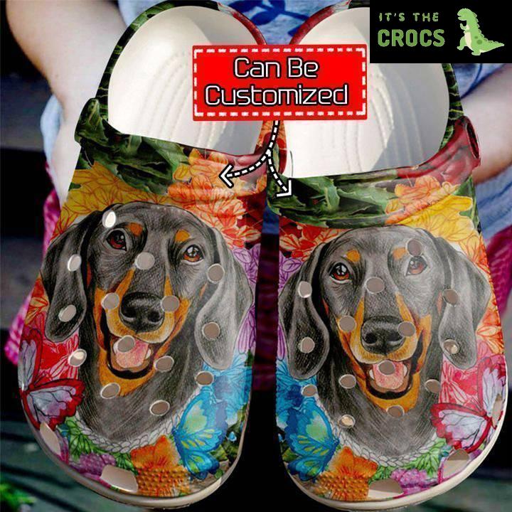 Dog – Dachshund Butterfly Colorful Clog Crocs Shoes For Men And Women