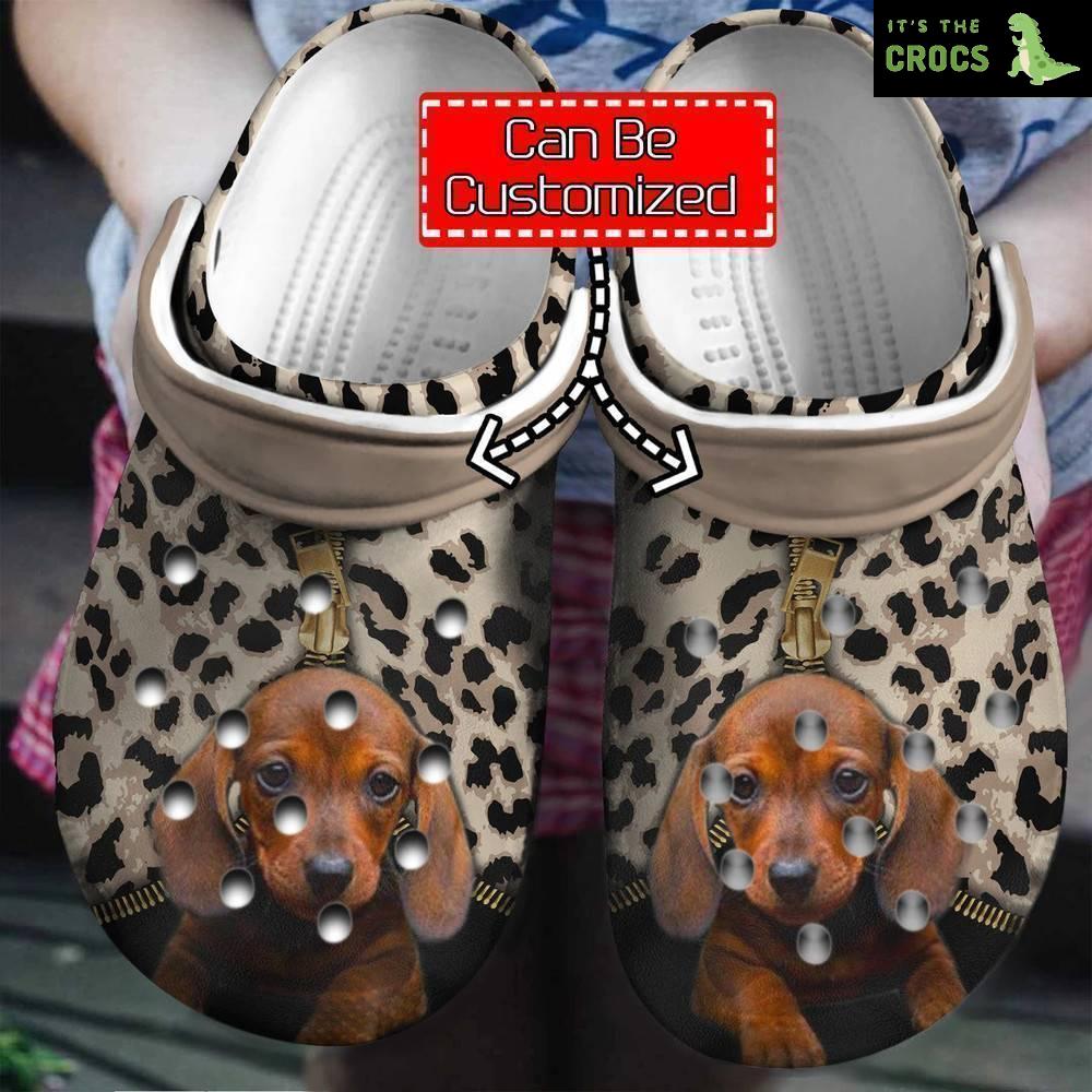 Dog – Personalized Dachshund Leopard Pattern Clog Crocs Shoes For Men And Women