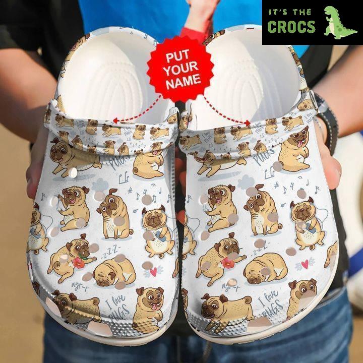 Dog – Pug I Love Pugs Personalized Clog Crocs Shoes For Men And Women