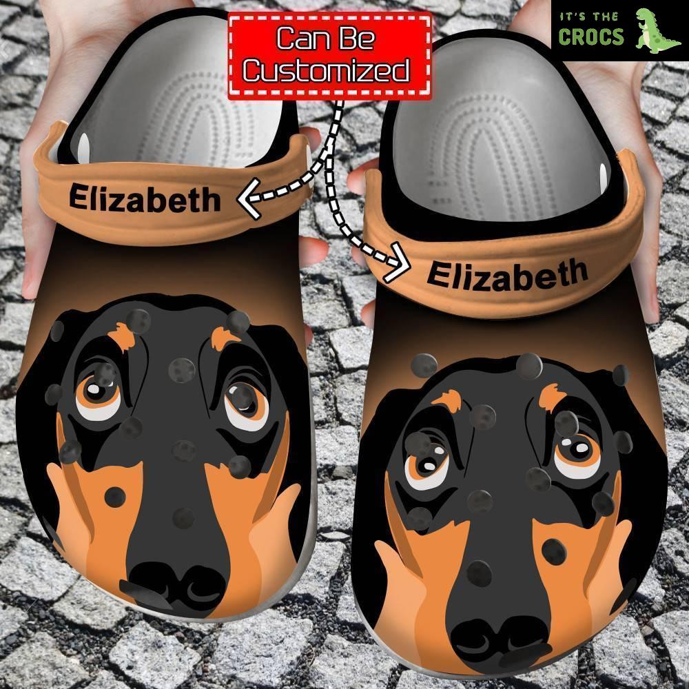 Dog Crocs – Dachshund Face Print Personalized Clogs Shoes With Your Name For Men And Women