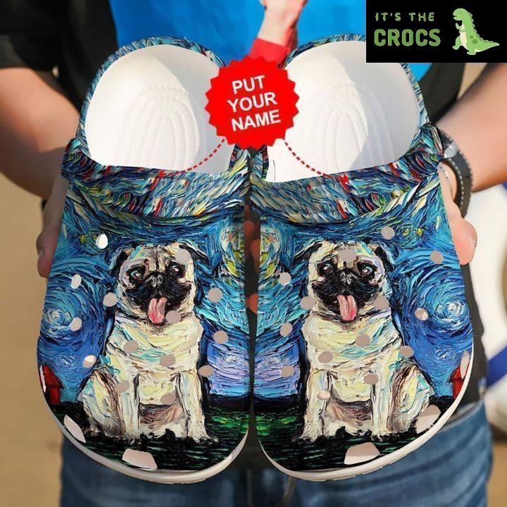 Dog Crocs – Pug Starry Night Custom Clog Shoes For Men And Women